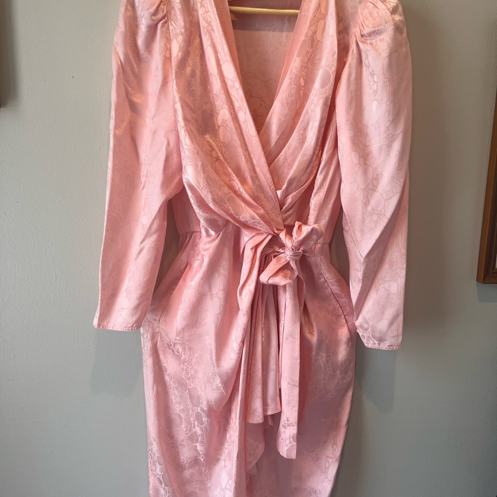 100% Silk Dress Pink Wrap Dress Vintage Size 2